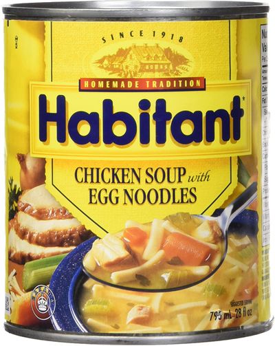 Habitant Chicken Soup W/ Egg Noodles, 28 Fl. Oz (Pack of 1) On Sale for $0.99 (Save $1.80) at Amazon Canada Habitant Chicken Soup W/ Egg Noodles, 28 Fl. Oz (Pack of 1) On Sale for $0.99 (Save $1.80) at Amazon Canada