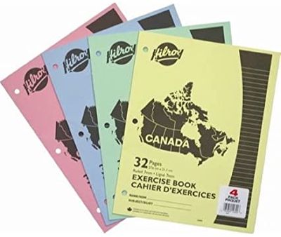 Hilroy Canada Stitched Exercise Book, 3 Hole Punched, 4 Pack, 32 Pages, Assorted Color Covers (12692) On Sale for $0.60 at Amazon Canada