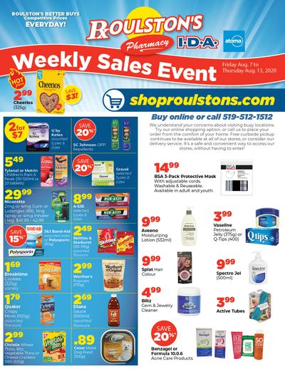 Roulston's Pharmacy Flyer August 7 to 13