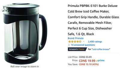 Amazon Canada Deals: Save 43% on Primula Burke Deluxe Cold Brew Iced Coffee Maker + 25% on Instant Pot Smart WiFi 6 Quart Electric Pressure, Slow Cooker + More Offers