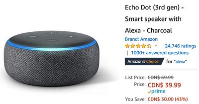 Amazon Canada Deals: Save 43% on Echo Dot (3rd gen) – Smart Speaker with Alexa + 33% on Controller Charging Dock for Nintendo Switch with Coupon + More Offers