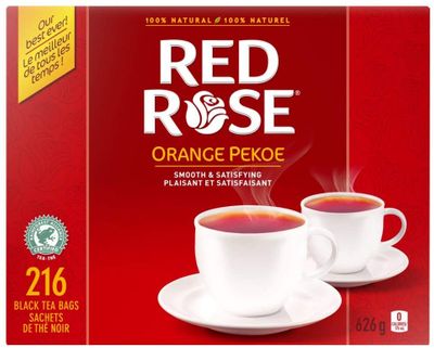 Red Rose Black Tea Orange Pekoe 216 pc On Sale for $ 6.98 (Save $ 4.01) at Amazon Canada