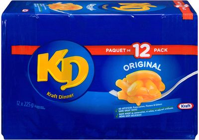 Kraft Dinner Original Macaroni & Cheese 225g, Pack of 12 On Sale for $8.99 (Save $6.25) at Amazon Canada