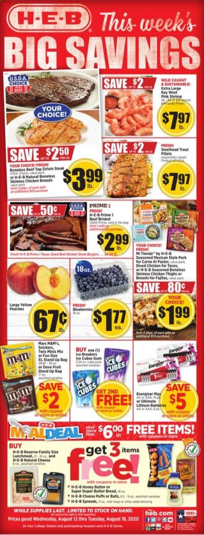 H-E-B Weekly Ad August 12 to August 18
