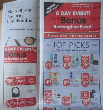 Shoppers Drug Mart Canada 6 Day Bonus Redemption August 14th – 19th