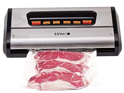 TINVOO Vacuum Sealer Machine, 8-in-1 Multi-Function Food Sealer for Sous Vide & Food Saver w/Starter Kit|Built-In Bag Roll Storage & Cutter|Built-in mobile drip tray|Dry & Moist Modes|Led Indicator Lights For $29.99 At Amazon Canada