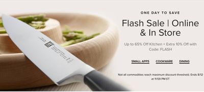 Hudson’s Bay Canada Flash Sale: Today, Save up to 65% off Kitchen + Extra 10% off with Coupon Code!