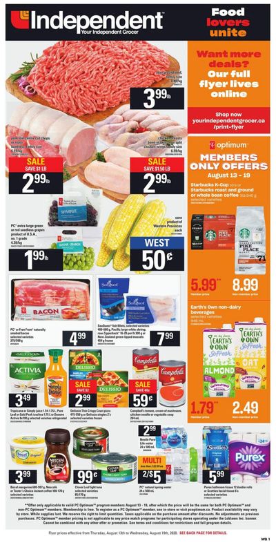 Independent Grocer (West) Flyer August 13 to 19