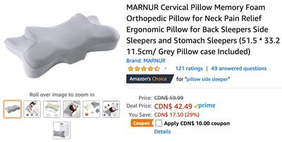 Amazon Canada Deals: Save 46% on Cervical Pillow Memory Foam Orthopedic Pillow, with Coupon + 36% on Giganto Character Figure + More Offers Amazon Canada Deals: Save 46% on Cervical Pillow Memory Foam Orthopedic Pillow, with Coupon + 36% on Giganto Character Figure + More Offers