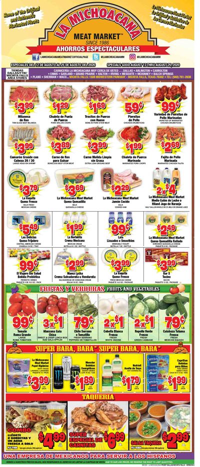 La Michoacana Meat Market Weekly Ad August 12 to August 25