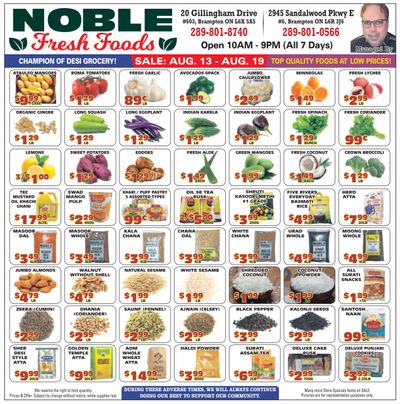 Noble Fresh Foods Flyer August 13 to 19