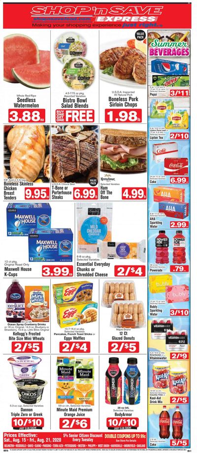 Shop ‘n Save (Pittsburgh) (MD, PA, WV) Weekly Ad August 15 to August 21