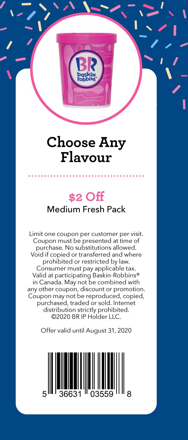 Baskin Robins Coupon: $2 Off Medium Fresh Pack