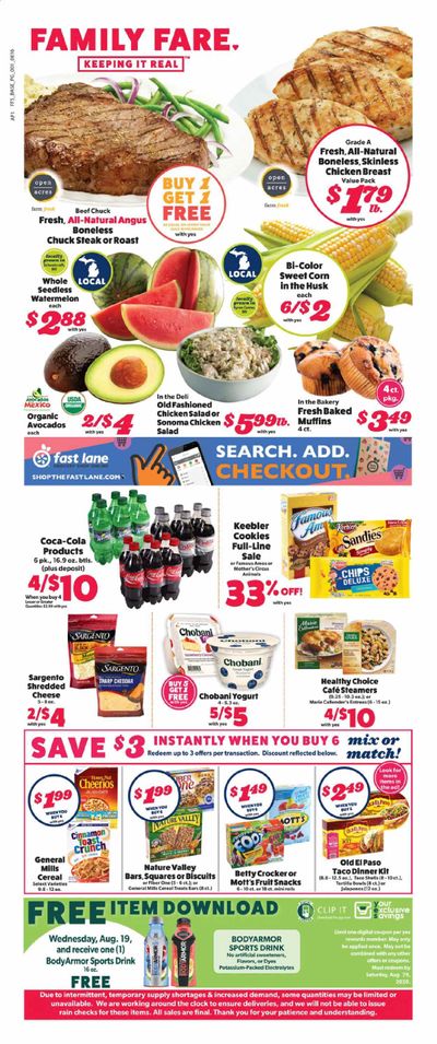 Family Fare Weekly Ad August 16 to August 22