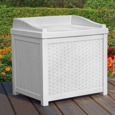 Outdoor 22 Gallon Resin Plastic Wicker Storage Bench On Sale for $60.99 at wayfair Canada