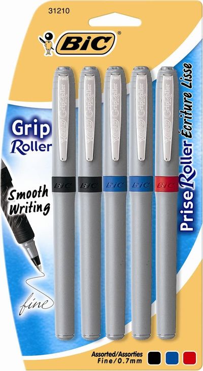 BIC Grip Roller Pens, Assorted, Fine-0.7mm, 5-pack On Sale for $ 1.00 at Amazon Canada