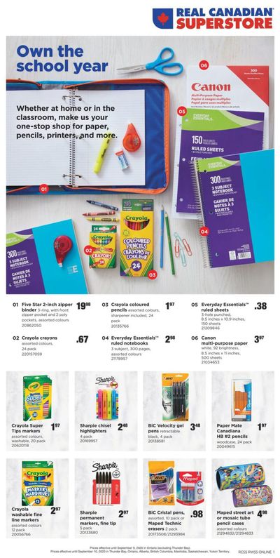 Real Canadian Superstore Back to School Flyer August 13 to September 9