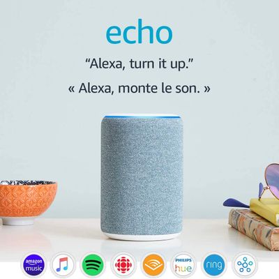 All-new Echo (3rd Gen) - Smart speaker with Alexa - Twilight Blue On Sale for $69.99 (Save $60.00) at Amazon Canada