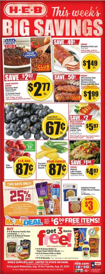 H-E-B Weekly Ad August 19 to August 25