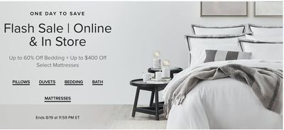 Hudson’s Bay Canada Flash Sale: Today, Save up to 60% off Bedding + up to $400 off Select Mattresses