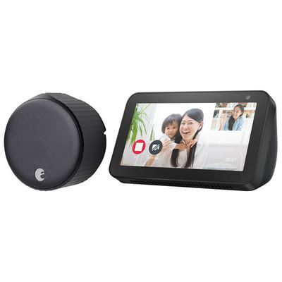 August Wi-Fi Smart Lock (4th Generation) & Amazon Echo Show 5 with Alexa - Matte Black/Charcoal On Sale for $319.99 (Save $85.00) at Best Buy Canada