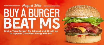 A&W Canada Events: Today, $2 from Every Teen Burger Sold Goes to Support Canadians Living with MS