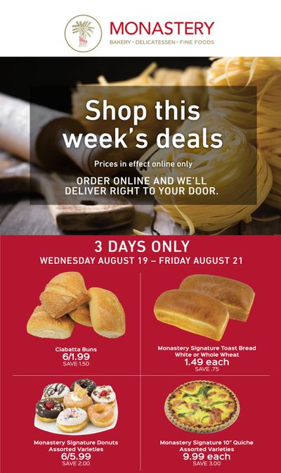 Monastery Bakery Flyer August 19 to 26