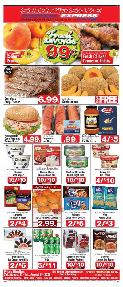 Shop ‘n Save (Pittsburgh) (MD, PA, WV) Weekly Ad August 22 to August 28