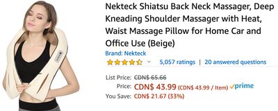 Amazon Canada Deals: Save 33% on Shiatsu Back Neck Massager + 31% on Mario + Rabbids Kingdom Battle – Nintendo Switch + More Offers