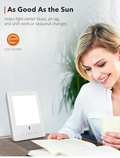 TaoTronics Light Therapy Lamp, 10000 Lux, 3 levels of adjustable brightness, timer setting, touch control and compact size For $34.99 At Amazon Canada