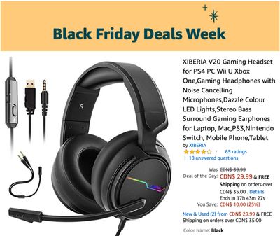 Amazon Canada Black Friday Deals Week: Today, Save 25% on XIBERIA V20 Gaming Headset + 25% on Easy at Home Muscle Stimulator