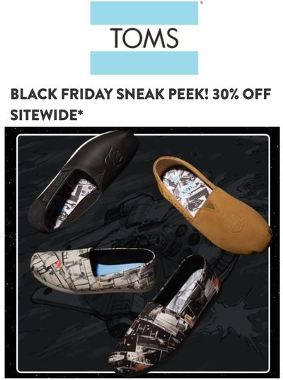 Toms Canada Black Friday Sneak Peek: Today, Save 30% off Sitewide, with Coupon Code