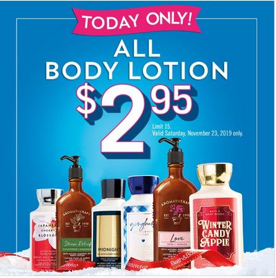 Bath & Body Works Canada Deals: Today, All Body Lotions For Only $2.95 each
