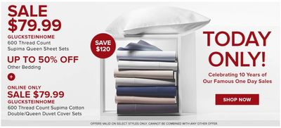Hudson’s Bay Canada Pre Black Friday One Day Sale: Today, Save 60% off Glucksteinhome Queen Sheet Sets + up to 50% Off Other Bedding