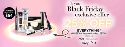 IT Cosmetics Canada Black Friday Offers Start Now: Save 25% Off Everything + Gift With Purchase