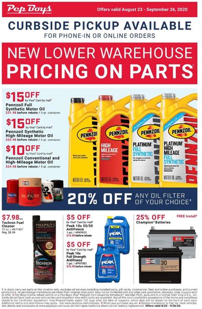 Pep Boys Weekly Ad August 23 to September 26