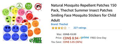 Amazon Canada Deals: Save 36% on Natural Mosquito Repellent Patches 150 Pack + 41% on Sling Bag Travel Backpack + More Offers