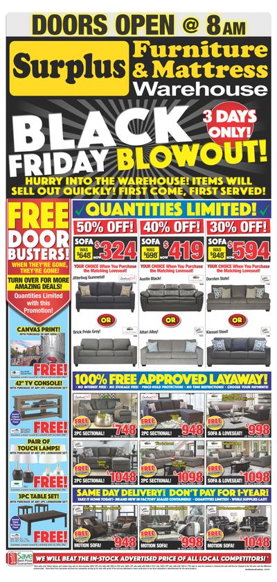 Surplus Furniture & Mattress Warehouse (Dartmouth) Black Friday Flyer November 26 to December 2