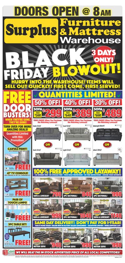 Surplus Furniture & Mattress Warehouse (Brandon) Black Friday Flyer November 26 to December 2