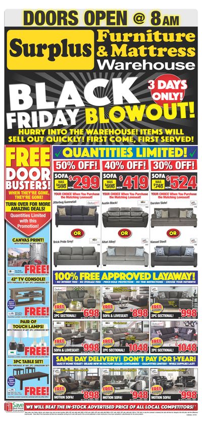 Surplus Furniture & Mattress Warehouse (Barrie) Black Friday Flyer November 26 to December 2
