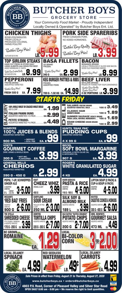 Butcher Boys Grocery Store Flyer August 21 to 27