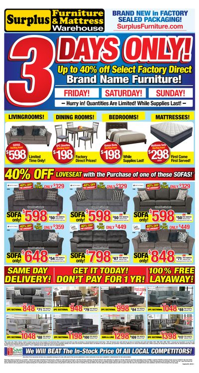 Surplus Furniture & Mattress Warehouse (Saskatoon) Flyer August 25 to 31