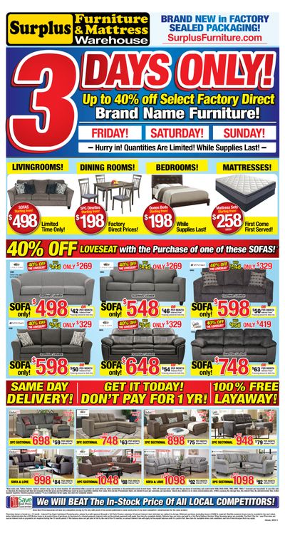 Surplus Furniture & Mattress Warehouse (Kingston) Flyer August 25 to 31