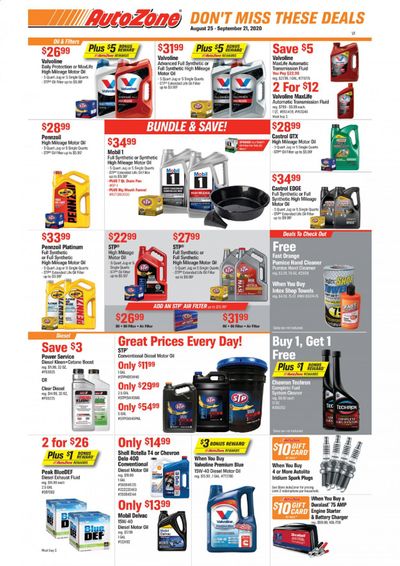 Autozone Weekly Ad August 25 to September 21