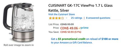 Amazon Canada Deals: Save 51% on Cuisinart 1.7 L Glass Kettle + 58% on Dudios True Wireless Earbuds + More Offers