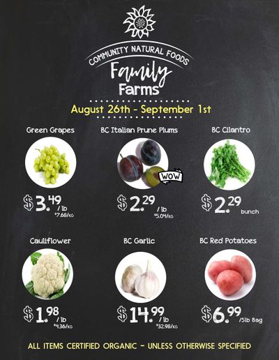 Community Natural Foods Flyer August 26 to September 1