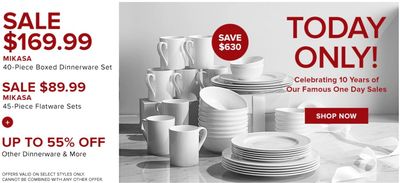 Hudson’s Bay Canada Pre Black Friday One Day Sale: Today, Save 79% on MIKASA 40-Piece Boxed Dinnerware Set + Extra 10% – 20% off with Coupon Code, Today