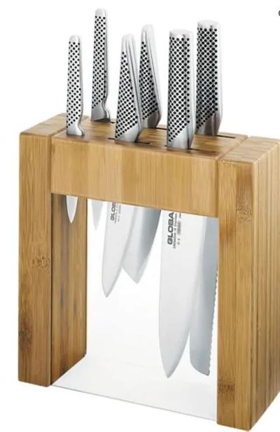 Global Ikasu 7-Piece Stainless Steel Knife & Bamboo Block Set For $299.99 At Hudson's Bay Canada