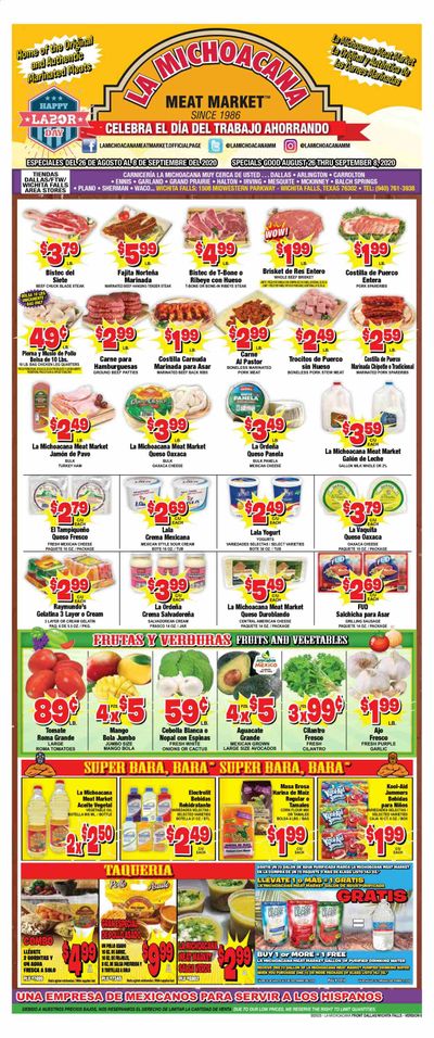 La Michoacana Meat Market Weekly Ad August 26 to September 8
