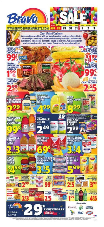 Bravo Supermarkets Weekly Ad August 28 to September 3